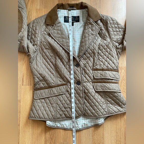 Barbour Downham Women's Quilted Tan Blazer with Brown Accents US Size 12 - Picture 7 of 16